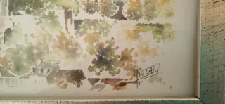 Lote 3 Cuadros Acuarela Paisajes Antiguos