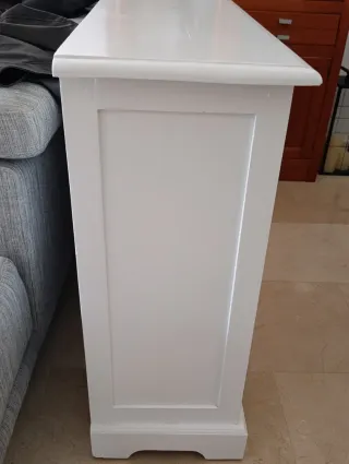 Aparador de madera maciza blanco 130x35x85