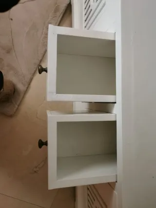 Aparador de madera maciza blanco 130x35x85