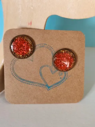 Lote pendientes resina UV azul y dorado