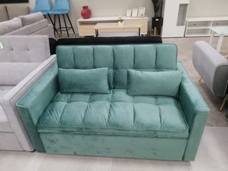 HERMOSO SOFA CAMA MATRIMONIO TERCIOPELO VERDE