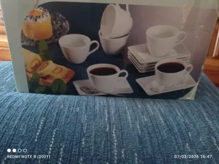Juego 6 tazas café con platillos