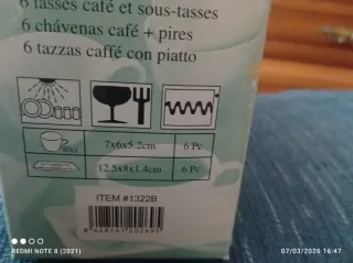 Juego 6 tazas café con platillos