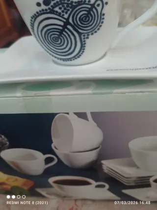 Juego 6 tazas café con platillos