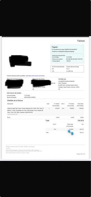 Cable Carga Tipo 2 Coche Eléctrico 7.4kW 32A 5m