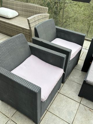 2 Sillones de Jardín Ratán Gris