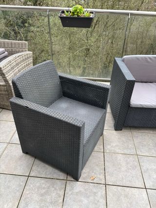 2 Sillones de Jardín Ratán Gris