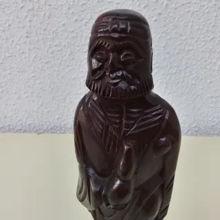 Antigua Figura Madera Oriental Tallada