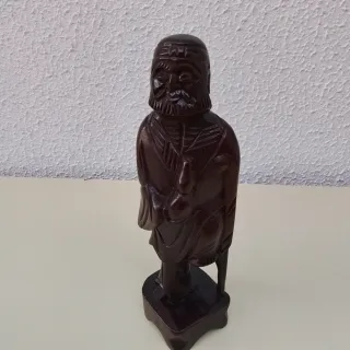 Antigua Figura Madera Oriental Tallada