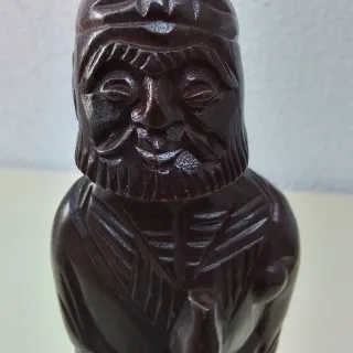 Antigua Figura Madera Oriental Tallada