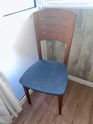 Pack 6 sillas madera azul y haya 50€