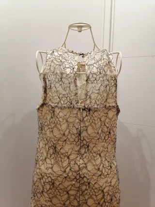 Vestido de encaje champán
