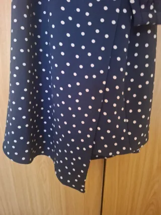 Vestido Zara lunares azul y bige