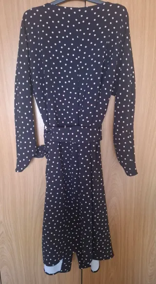 Vestido Zara lunares azul y bige