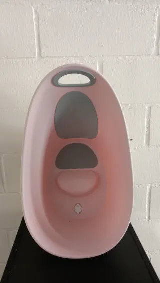 Bañera bebé rosa con soporte y hamaca