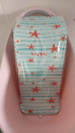 Bañera bebé rosa con soporte y hamaca