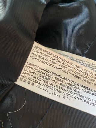 Cazadora Piel Mango Negra