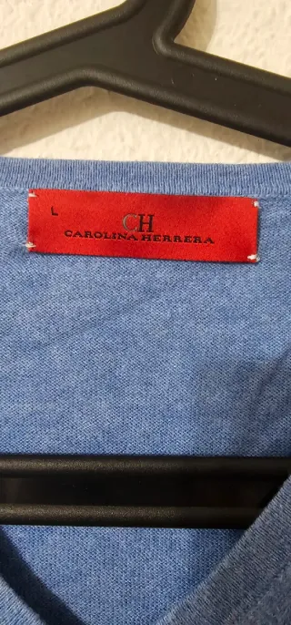 Jersey Carolina Herrera Azul V-Neck