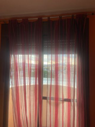 Tende in organza a righe arancione e rossa