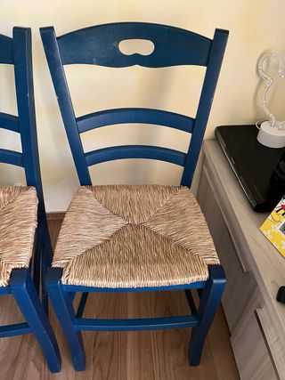 Coppia sedie legno di colore blu