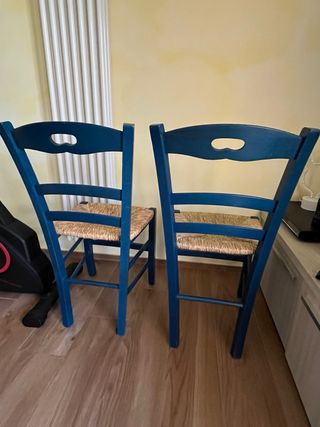 Coppia sedie legno di colore blu