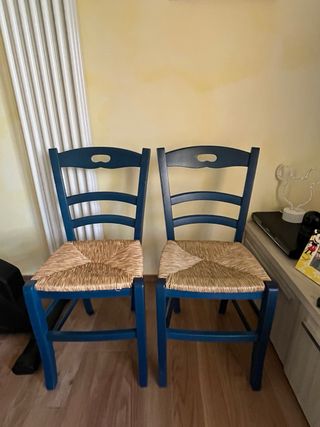 Coppia sedie legno di colore blu