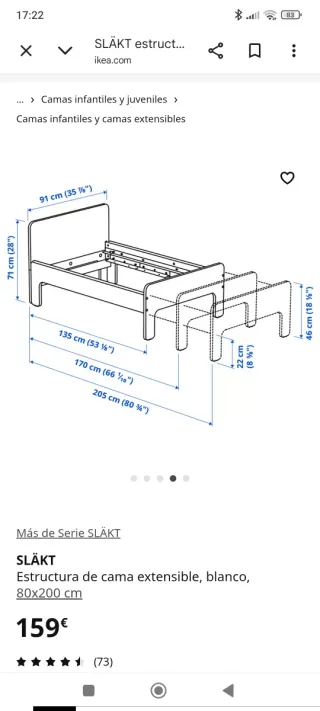 Cama infantil extensible blanca y rosa