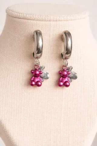 Pendientes Tous Oso Rosa y Plata