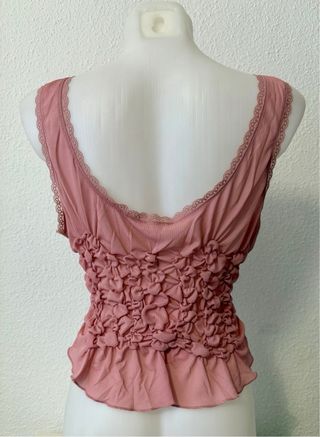 Top Zara Corsé Fruncido Rosa