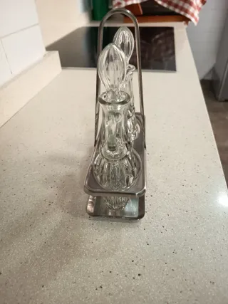 Vinagrera y Aceitera Cristal con Soporte