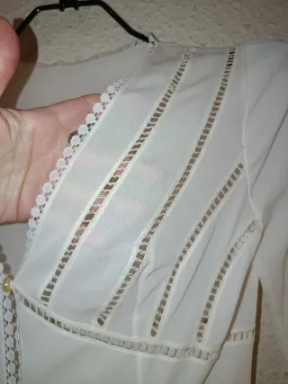 Bata larga VINTAGE romántica T.4 S/M NUEVA