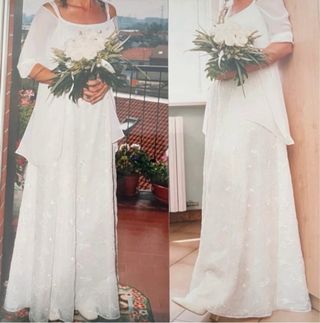 Abito da sposa bianco con velo