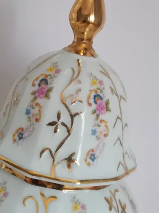 Tibor antiguo porcelana dorados flores
