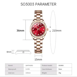Reloj Sapphero Mujer Oro Rosa y Rojo