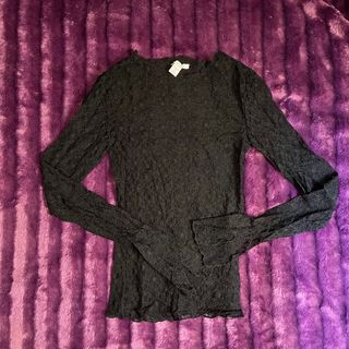 Camiseta larga de encaje negro