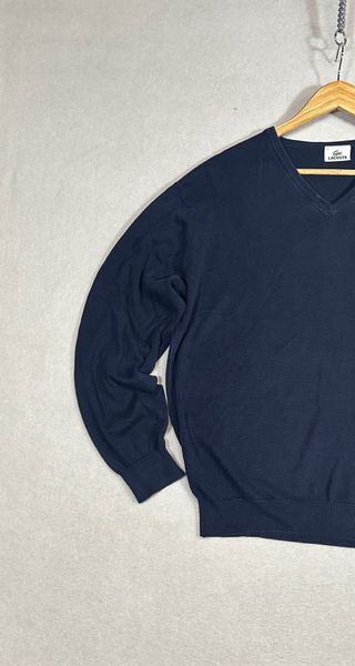 Jersey Lacoste Algodón Cuello V Azul Talla M