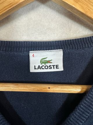 Jersey Lacoste Algodón Cuello V Azul Talla M