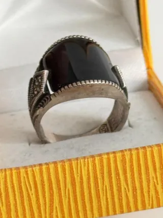 Anillo Plata 925 Ónix y Marcassitas