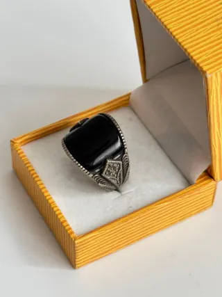 Anillo Plata 925 Ónix y Marcassitas