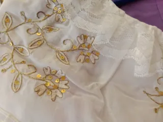 Traje de Fallera plateado y malva