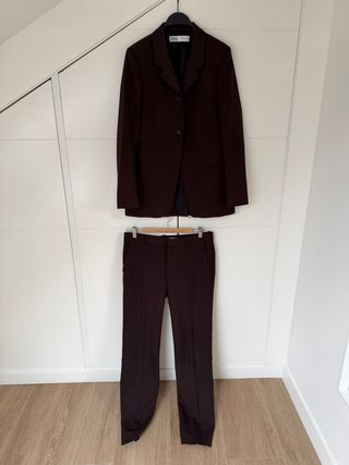 Completo da ufficio a due pezzi marrone Zara taglia M