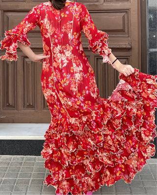 Traje de Flamenca rojo Talla 40/42 Elástico