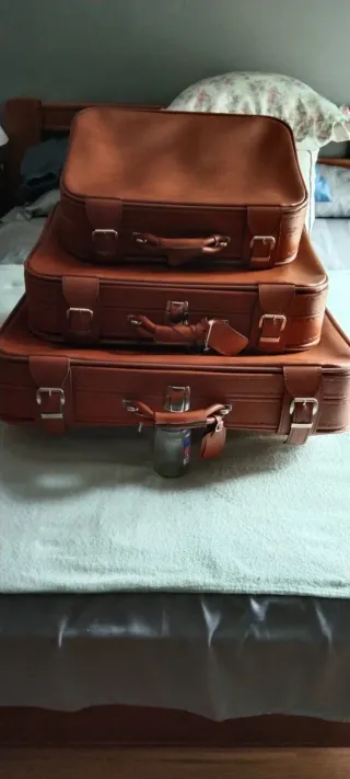 Juego de 3 maletas vintage marrones