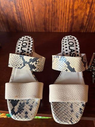 Sandalias Lolas Piel Serpiente Beige