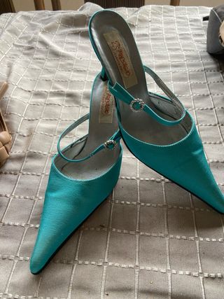 Zapatos de fiesta azul verdoso
