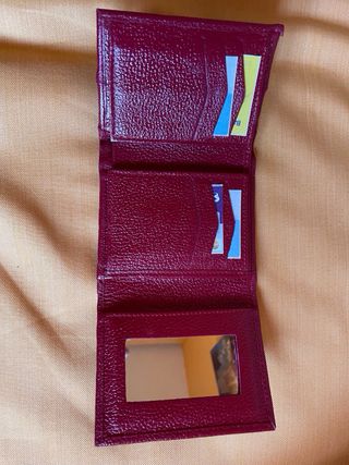 Cartera monedero piel bordada flores