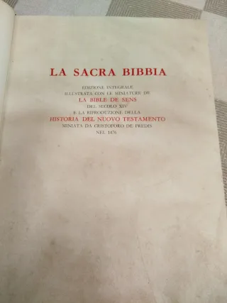 Antica Bibbia in tre volumi compreso di espositore