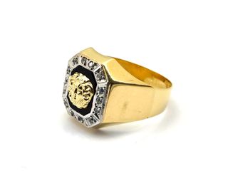 sello oro 18k con piedra con circonita