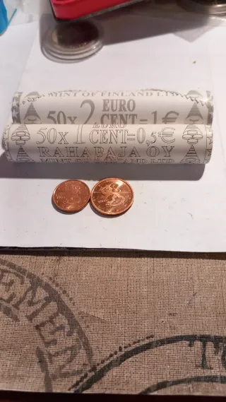 Monedas de 1 y 2 céntimos de Finlandia