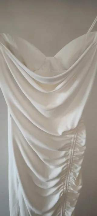 Vestido blanco largo fruncido